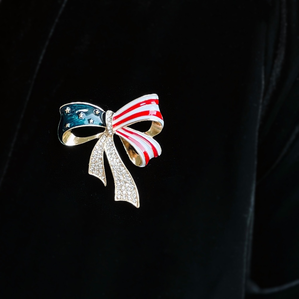 USA flag, Patriotic Bow Brooch